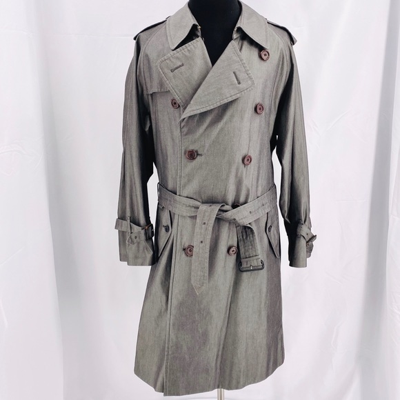 Burberry Double Breasted Grey Trench Coat 44Reg - Picture 3 of 8